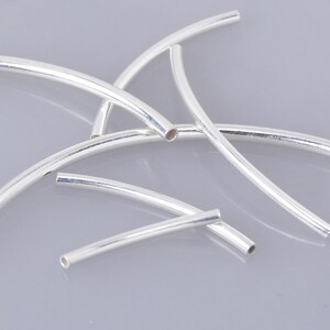 Sterling Silver Noodle Tube Beads curved silver tube beads Curved Tube metal finding jewelry parts 4pcs