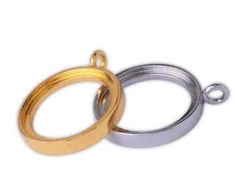 Colgante de marco de medallón de 10 fotos redondas, colgante de amuleto de caja de fotos colgante de 25 mm 100761