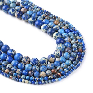 4mm/6mm/8mm/10mm/12mm Deep Blue Sea Sediment Jasper Beads Regalite Round Imperial Gemstone 15 Inches Gems 103006