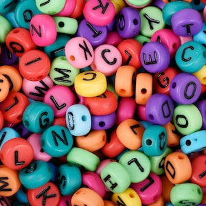 7*3.5mm Colorful Acrylic Alphabet Beads DIY Name Beads 1.3mm Hole 100 Pcs/Bag Mixed 10313250