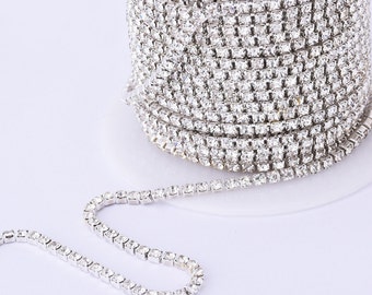 2mm Clear Crystal Rhinestone Chain ,Flat back Cup Chain,10Meters Preciosa chain DIY Jewelry 10099250