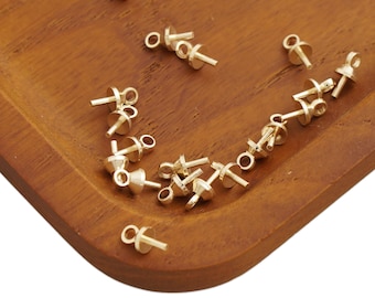 50PCS 4mm 14k gold filled bead caps, Sheep Eye Pin Bails, Bead Bail Caps for half drilled beads Connector Link Ring Pearl 10424850