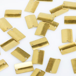3/8*5/8&quot; Brass Curved Rectangle Blank Stamping Charm with 1.2mm hole Stamping Blanks Findings 20pcs 10275650