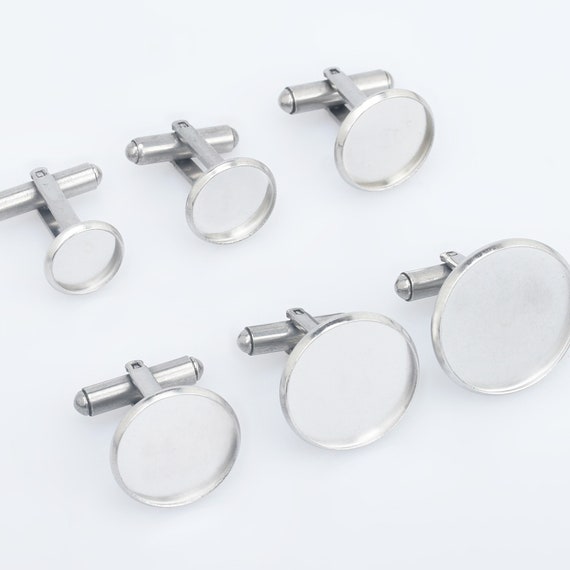 Gold Colour Round Blank Cufflinks Cuff Link Backs Pair Wholesale Craft Base UK