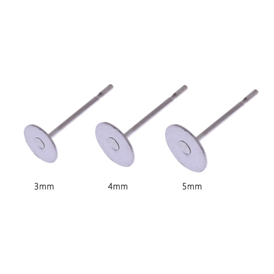 50 Stainless Steel Pins Findings Flat Pad Earrings Glue on Earring ...