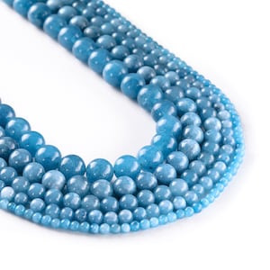 15&quot; Full Strand Nature Blue Aquamarine Beads 4/6/8/10/12mm Round Beads Gemstone Jewelry Wholesale 103254