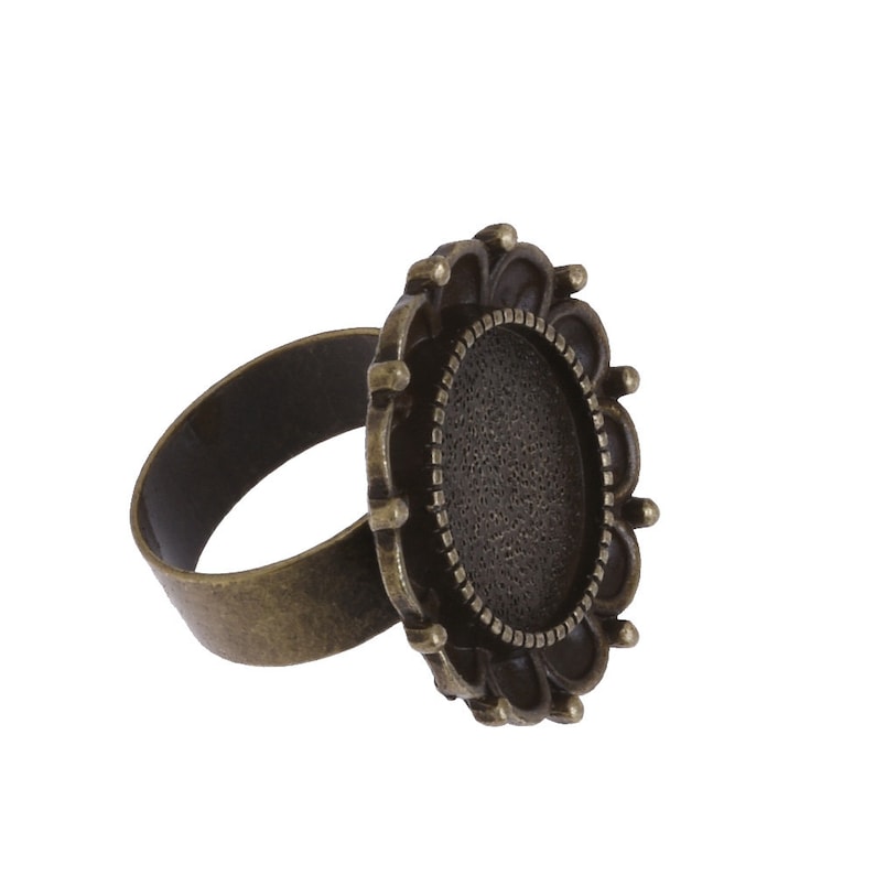 Flower Ring Base Findings 5 Vintage Ring Setting Cameo Ring Base Ring Mounting fit 16mm Round Cabochon