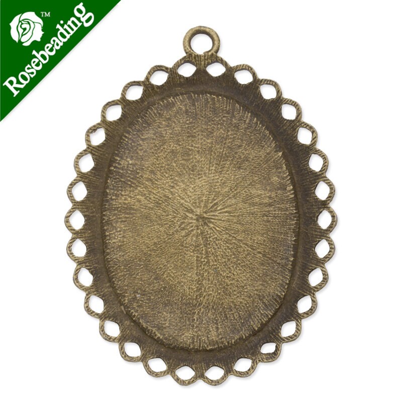 Cabochon Ovale 30x40mm In Lega Di Zinco – 3 Pezzi Per Gioielli Fai Da Te, Vintage E Creativi