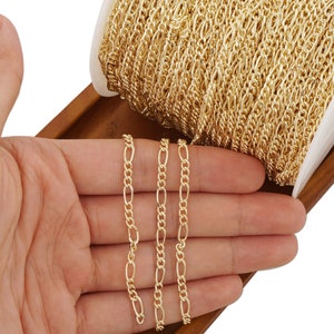 6 feet 3.5mm 14k Gold Filled Figaro Chain - Hiphop Figaro 3+1 Chain - Unfinished for Custom Bracelet & Necklace Creation 10413950