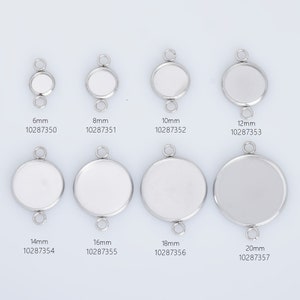 316 roestvrij stalen hanger connectoren 2 lus ronde bezel armband lade geschikt voor 6/8/10/12/14/16/18/20mm cabochon DIY sieraden maken 20 stuks 102873