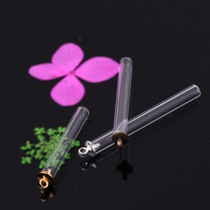 10 Wholesale Glass Tiny small Pendant Charm necklace Vials TUBE Bottles Round bottom 10075