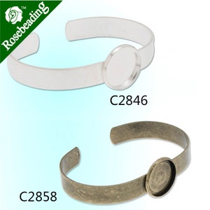 10PCS Bracelet With 16MM Round Bezel,Cuff,Adjustable,Bracelet Blanks,Cuff Bracelet Blank