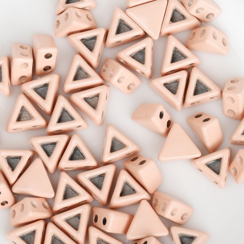 Triangle Shape 2-Hole Beads for Bracelets 5PCS 103236 7*7*4mm Enamel Tile Beads