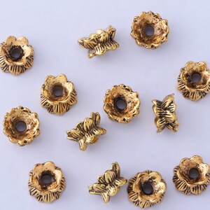 50 Flower Spacer Beads Charms Jewelry Findings Tibetan Antique Color ...