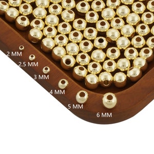 14K Gold Filled Round Beads metal Ball Spacer Beads for Bracelet Necklace Jewelry Making Supply Wholesale 50pcs/bag 104029