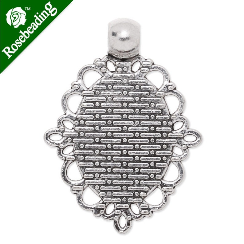 20PCS Flower Shape Zinc Alloy Cameo Cabochon Base Setting Pendants,fit 13x18mm cabochons