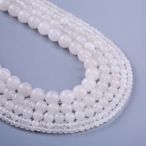 15 &quot;Hebra completa Jade blanco natural 6/8/10/12 mm Cuentas redondas DIY Joyería de piedras preciosas al por mayor 103098