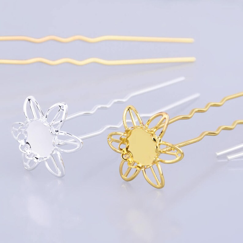 75mm Bobby Pins Ushape Hair Pins 10mm Cameo Base Clips Etsy