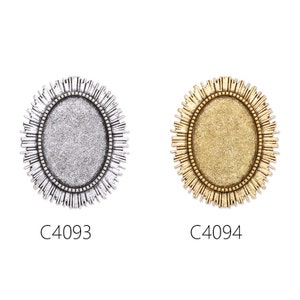 10pcs Cameo Brooch base with 18x25mm bezel, fit 18x25mm oval cabochons