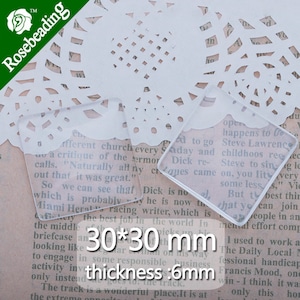 20PCS 30x30mm square Flat Back clear Crystal glass Cabochon,Top quality C3515