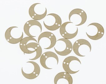 20PCS Brass Moon Charm Raw Brass Moon Connector with 2 holes for jewelry making 10380150