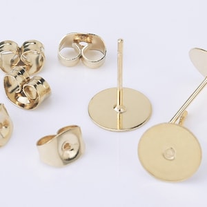 Stainless Steel Earrings Pins Ear Studs with Ear Nut Backs 3/4/5/6/8mm Flat Pad Acero Inoxidable  Earring Blank Earring Post 50pcs 102554