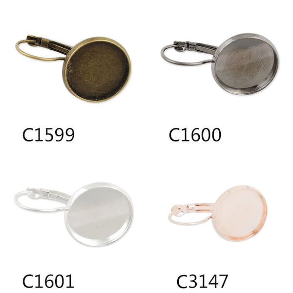 50PCS  French Lever Back Earring Blank,fit 16MM round cabochons,buttons -c1599-3147