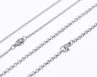 20"/24"/30" Stainless steel Chain Necklace 2/3mm link width Finished Simple Chain Stainless Chain Lobster Claw Clasp 10pcs 10273