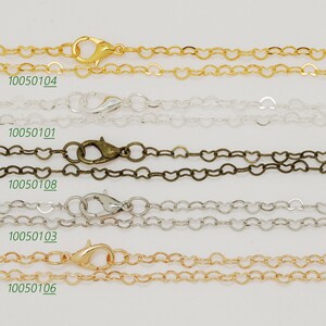 10 STÜCKE 4.3 * 3mm Herz Flach Messing Halskette Kette, Fertige Kette mit Karabinerverschluss, Länge 24 Zoll 100501