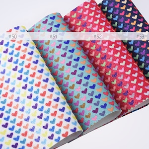 8*12&quot; Heart Glitter Faux leather sheets PVC Sheet Leather fabric Sheets for purse earrings journals bracelets bag 1pcs 102630