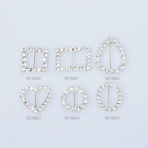 Bling Metal Rhinestone Buckle Sliders Square/Rectangle/teardrop/Heart/Round/Oval Clear Crystal Ribbon Buckles diy Hair Bow 10pcs 102766