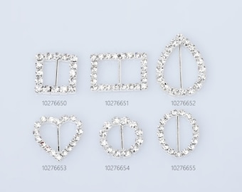 Bling Metal Rhinestone Buckle Sliders Square/Rectangle/teardrop/Heart/Round/Oval Clear Crystal Ribbon Buckles diy Hair Bow 10pcs 102766