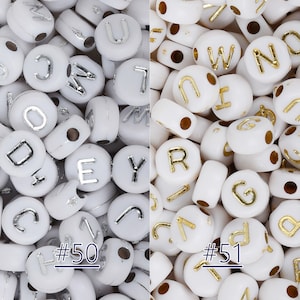 7*3.6mm White Acrylic Alphabet Beads ABC Beads Name Beads 1.3mm Hole 100 Pcs/Bag Mixed 103130