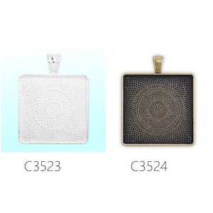 20PCS 32x41.5mm Square Cameo Cabochon Base Setting Pendants, Fit 30x30mm Cabochons