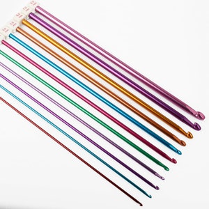 1 set(11 pcs) Colorful Aluminum Crochet Hook Set Afghanistan Crochet Hook 270mm Length 10316850