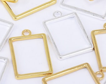 32*24mm Open Back Bezel Rectangle Frame Pendant resin bezel Jewelry Accessories 10pcs 102321