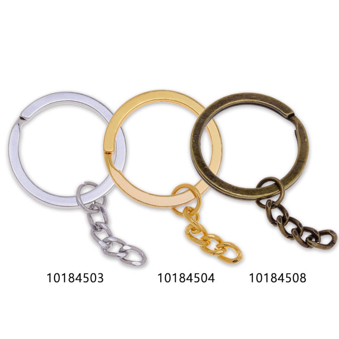 Chain Style Key Rings 25mm Iron Keychain Rings With Chain Split Rings Metal Keychain Findings ...