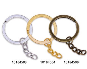 25mm Iron Keychain Rings with Chain Split Rings Metal Keychain Findings Metal Charms 50pcs 101845