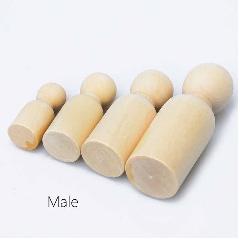 Unfinished Wooden Peg Dolls Family Solid Wood Peg Toy Etsy
