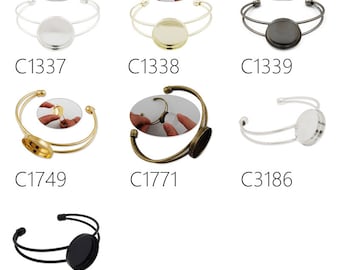 10PCS blank Bracelet With 25MM Round Setting,Cuff,Adjustable, Fit 25mm Round Cabochons