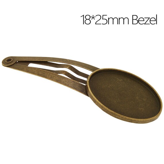 20PCS Antique Silver Bobby Pin With Oval Setting, Fit 18x25mm Oval