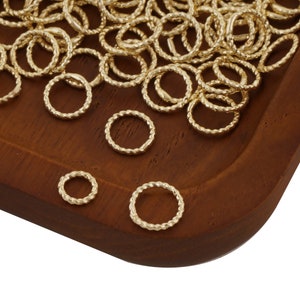 50PCS 14k Gold Filled Twisted Closed Jump Rings for Jewelry Making and Connectors 104079