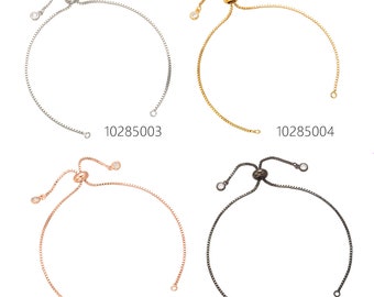 Brass Half-finished Adjustable Bracelet Making Chain Expandable Bracelet Chain Slide Rubber Stopper Bead Bracelet Finding 1pcs 102850