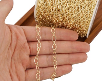 6 feet 14K Gold Filled Oval Long and Short Paper Clip Chain, Unfinished Chain, Jewelry Making Supplies 10414950