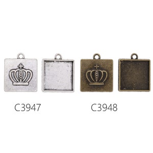 20PCS 20x20mm Square Zinc Alloy Cameo Cabochon Base Setting Pendants