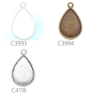 20PCS 18x25mm Teardrop Shape Zinc Alloy Cameo Cabochon Base Setting Pendants, fit 18x25mm teardrop cabochons