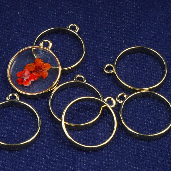 17mm Round Open Back Bezel Pendant open bezel setting Round Charms Jewelry making Birth Flower Necklace 10pcs 103884
