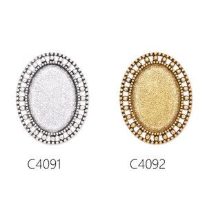 10pcs Cameo Brooch base with 18x25mm bezel, fit 18x25mm oval cabochons