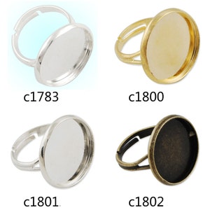 50PCS Round Adjustable Shallow bottom Ring Base Setting,fit 18mm round cabochons