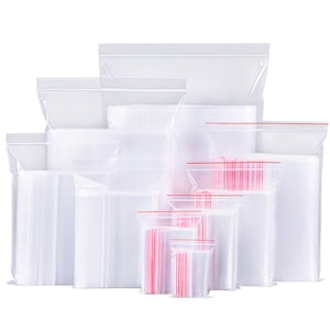 100pcs Reclosable Plastic Bag Clear Zip Lock Bags Storage Packaging Jewelry Wrapping Multiple Sizes 103619